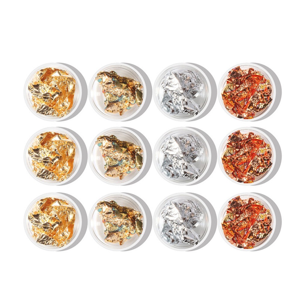 12pcs Mixed Colors Nail Art Metal Foil Paper Set 3D Sticker Flake Decal Decor