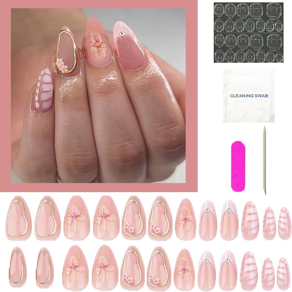 Secret Lives Glossy Reusable Pink Color with Flower Snake Art & 3D 24 set