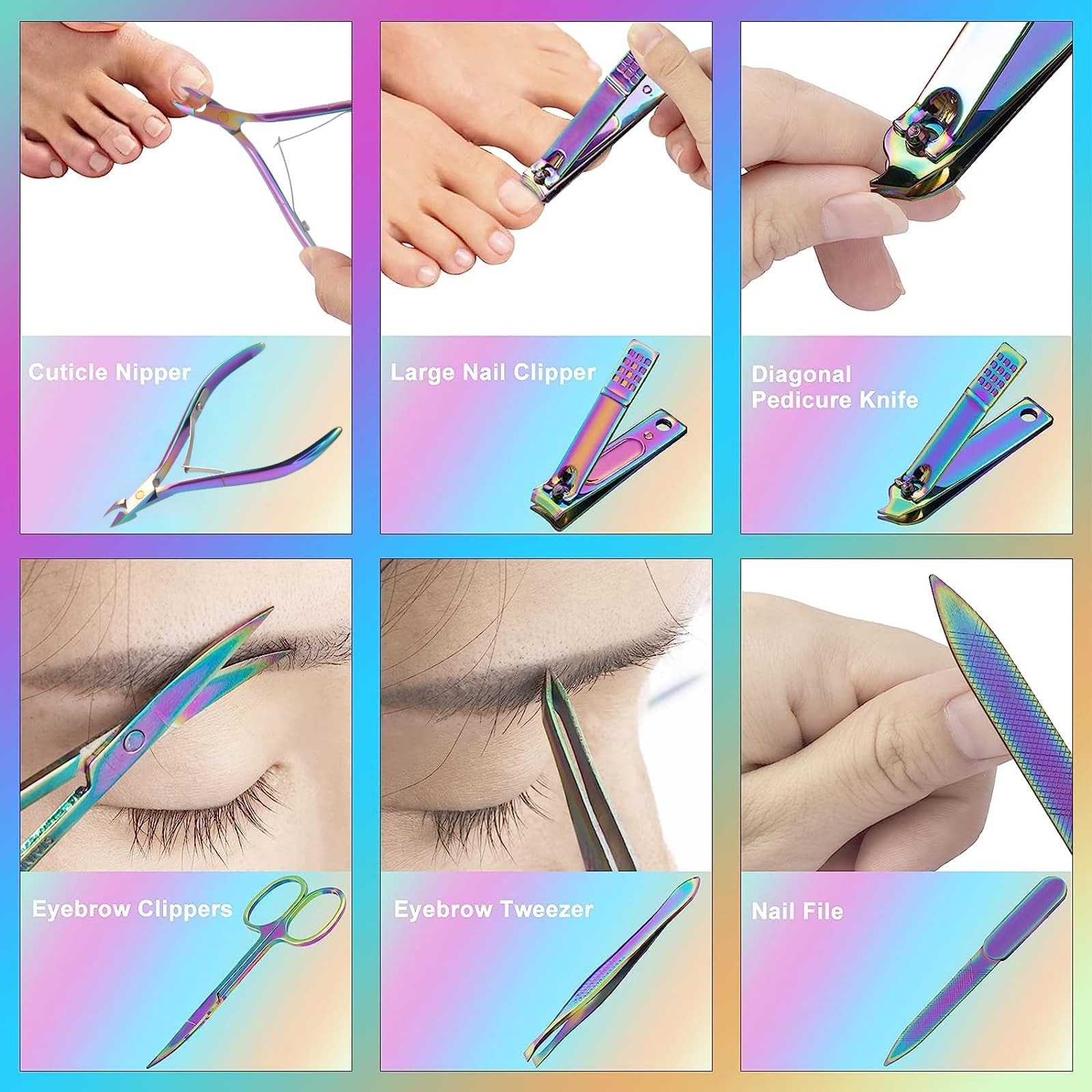 Manicure Set Nail Clippers Pedicure Kit – 12pcs Stainless Steel Nail Kit, Col…