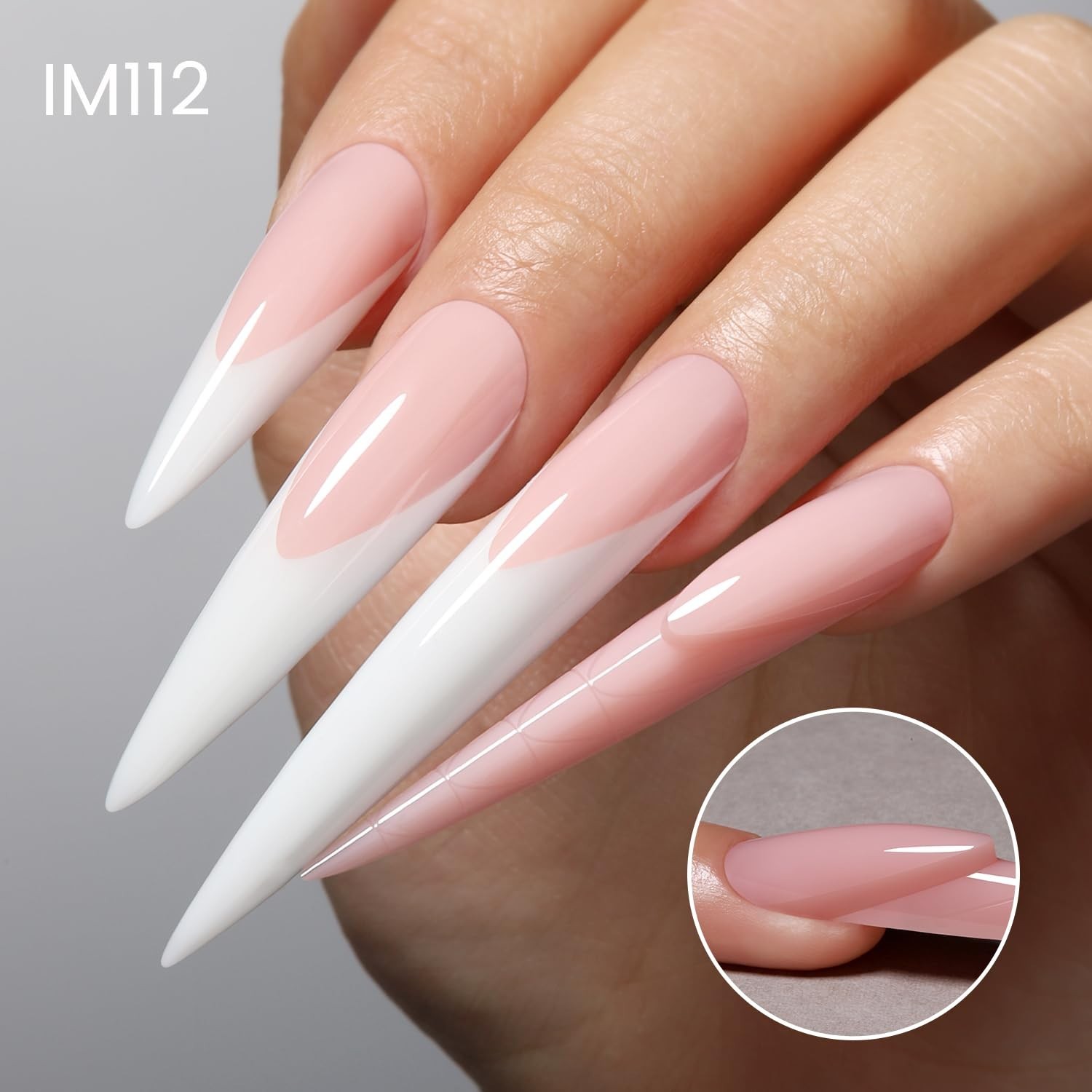 3D Reverse French Dual Forms – 150pcs Stiletto Nail Tips, 15 Sizes, Gel & Acryli