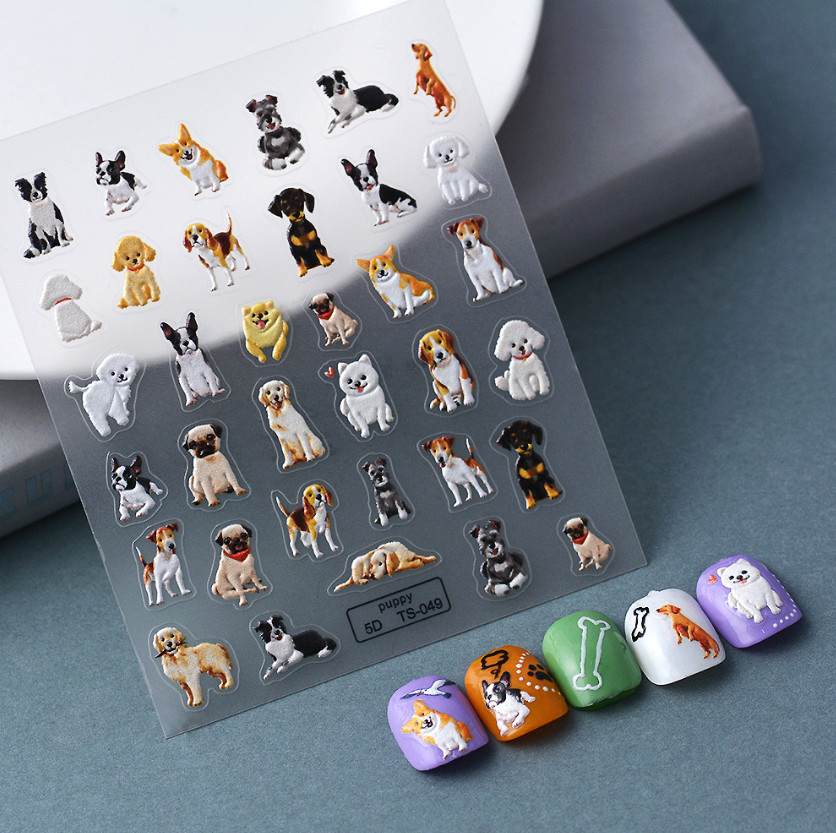 NAIL ART Character 5D Nail Puppy Dogs Nail Stickers Nail Decoration TS49 NS54