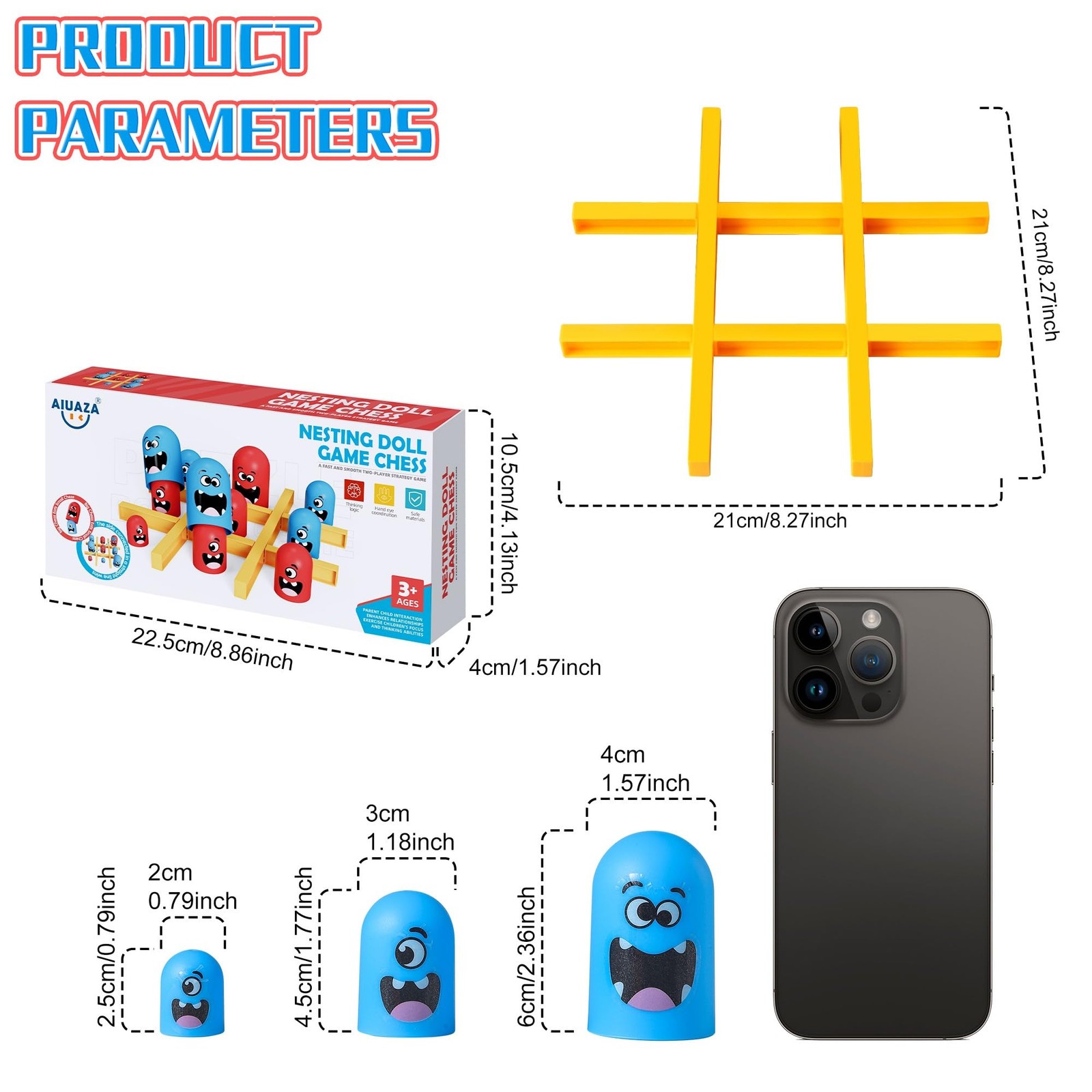 AIUAZA Tic Tac Toe Strategic Board Game for Kids and Family,Party Medium, 1pc