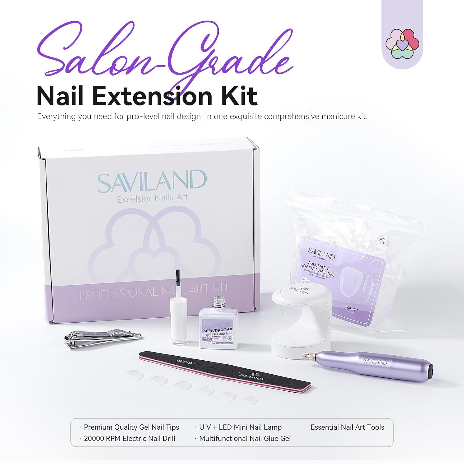 Advanced Gel Nail Kit Almond | 15 Sizes Extra Short Almond Nail Tips, Nail Drill