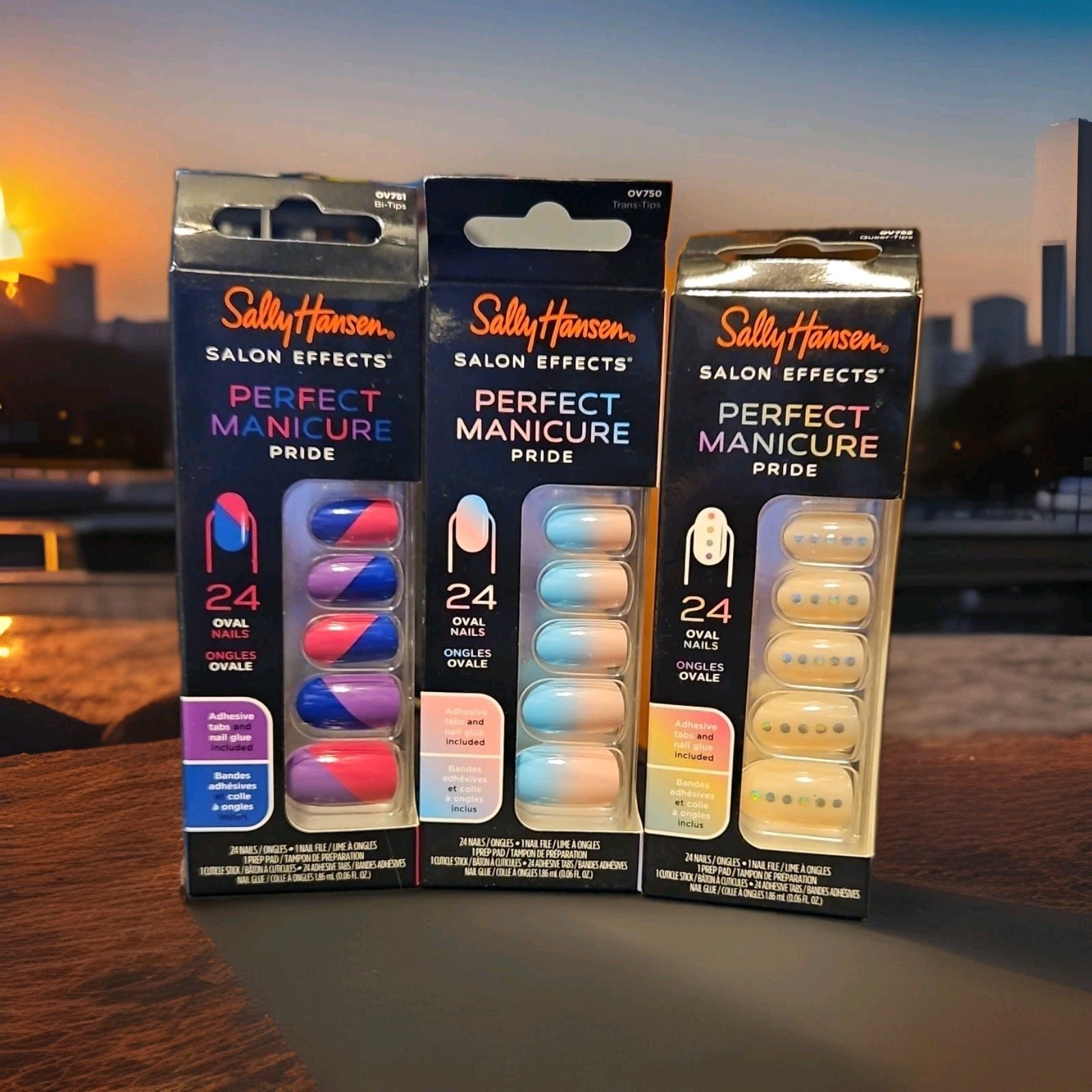 3-SALLY HANSEN-SALON EFFECTS-PERFECT MANICURE-PRIDE-OVAL-BI/TRANS/QUEER-NEW!