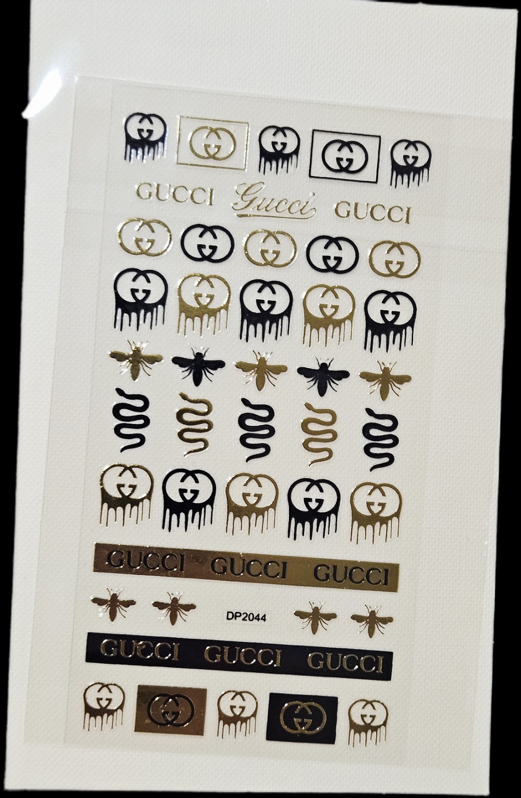 NWT NAIL ART DESIGN SELF-SEAL STICKERS SOLID BLACK & METALLIC GOLD BEES!