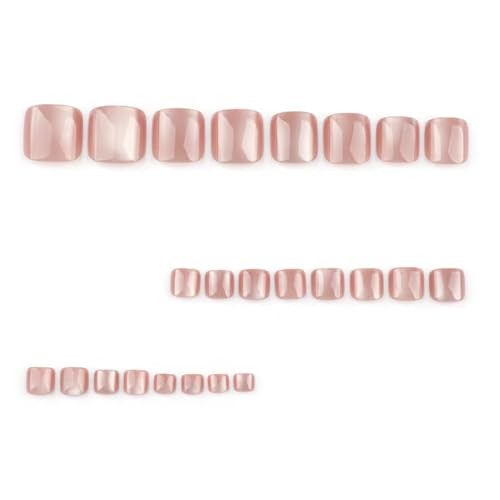 Glitter Press on Toenails Nude Fake Toenails Short Square False Toes with