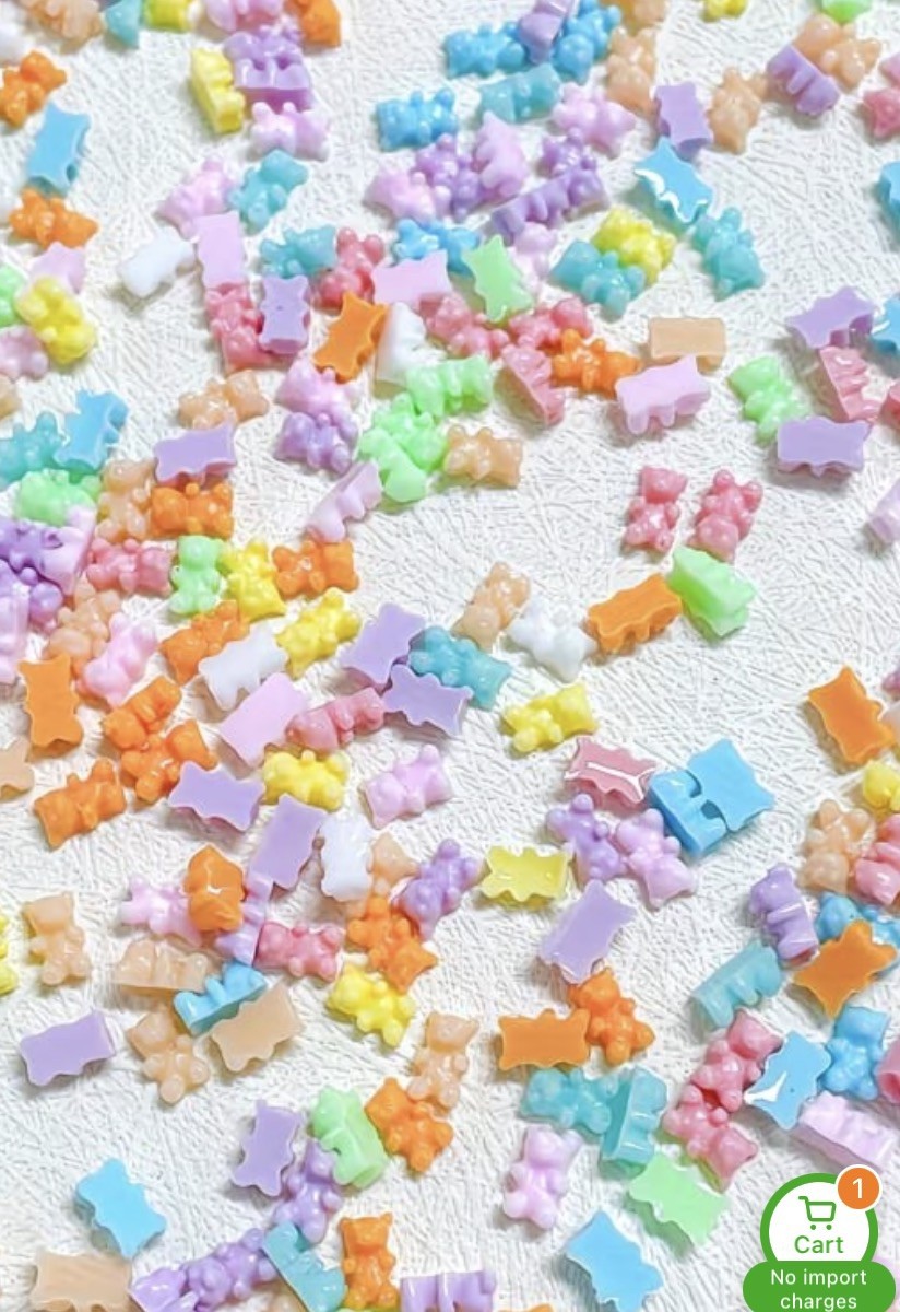20pcs/bag 3D Nail Charms Candy bears Random Mixed Resin For Acrylic Nail Art