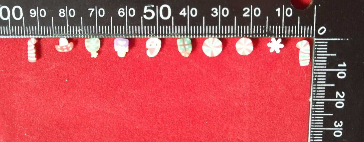 Fimo Clay Xmas Santa Snowman Gingerbread Rudolf Snowflake Cane Tiny 3D Nail Art