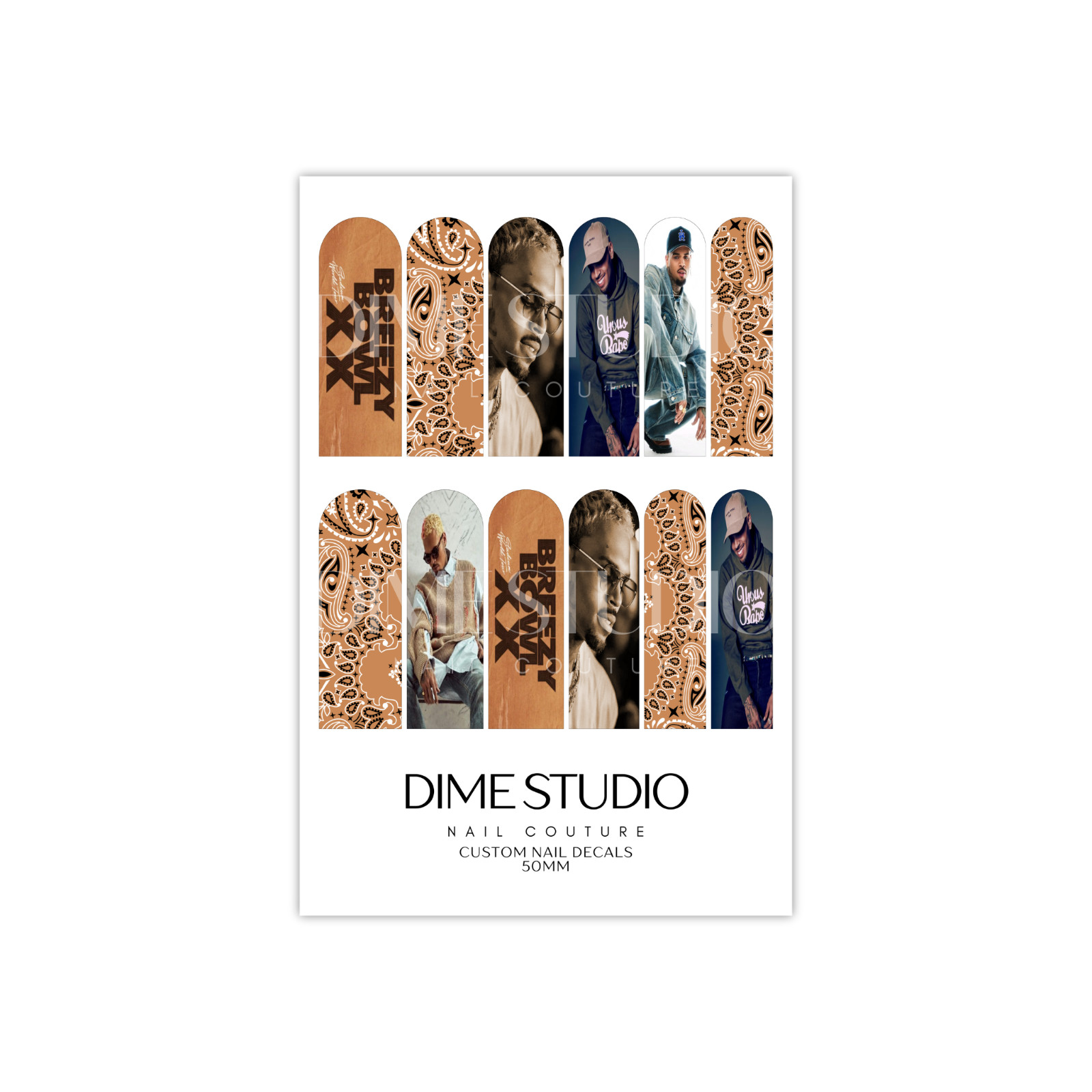 Chris Breezy Bowl Nail Decals Brown Bandana Nail Nail Art