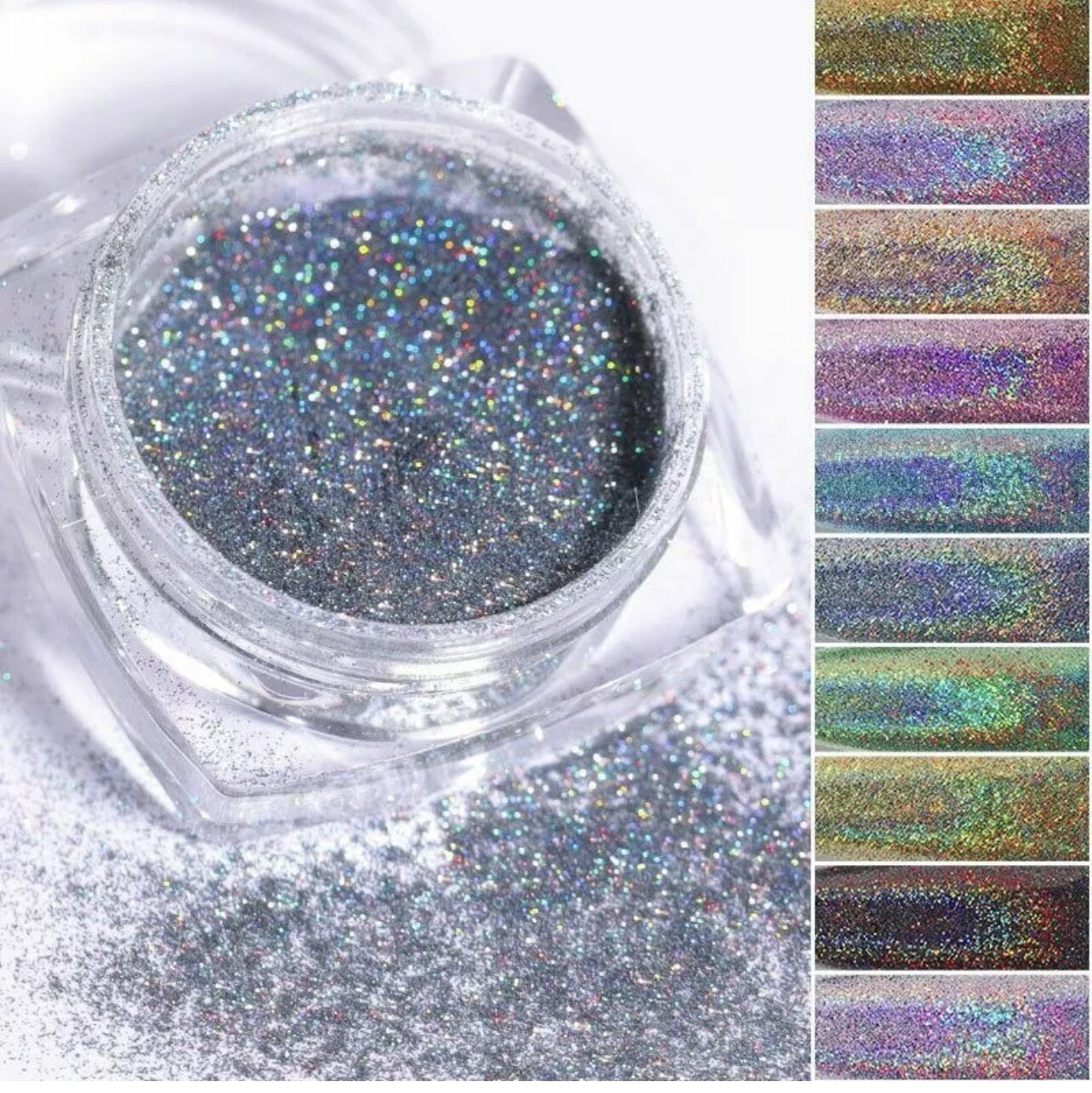 Solvent Resistant Holographic Light Green Epoxy Resin Nail Art Tumbler 1oz 0.1mm