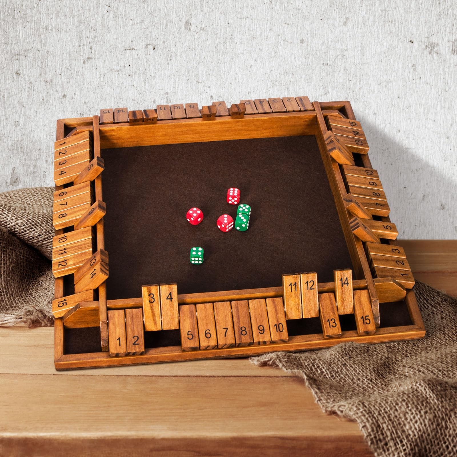 BIVOMON Upgraded 16.54’’ Shut The Box Dice 16.54 x x 1.77 inches, Brown