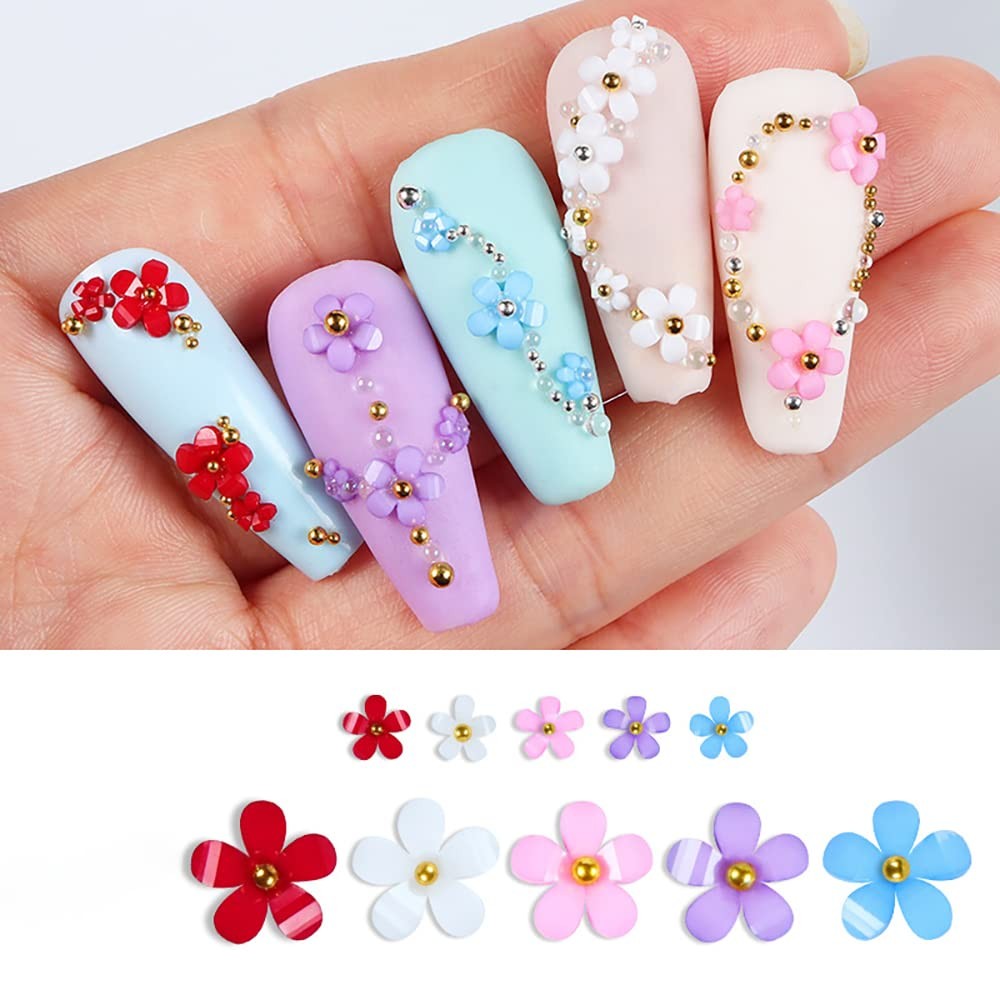 3D Flower Nail Charms, 2 Boxes 3D Acrylic Flower Nail Art Rhinestones White P…