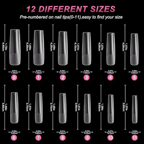 XXL Square Clear Fake Nails 240PCS, Long Tapered Square Nail Tips Half Matte