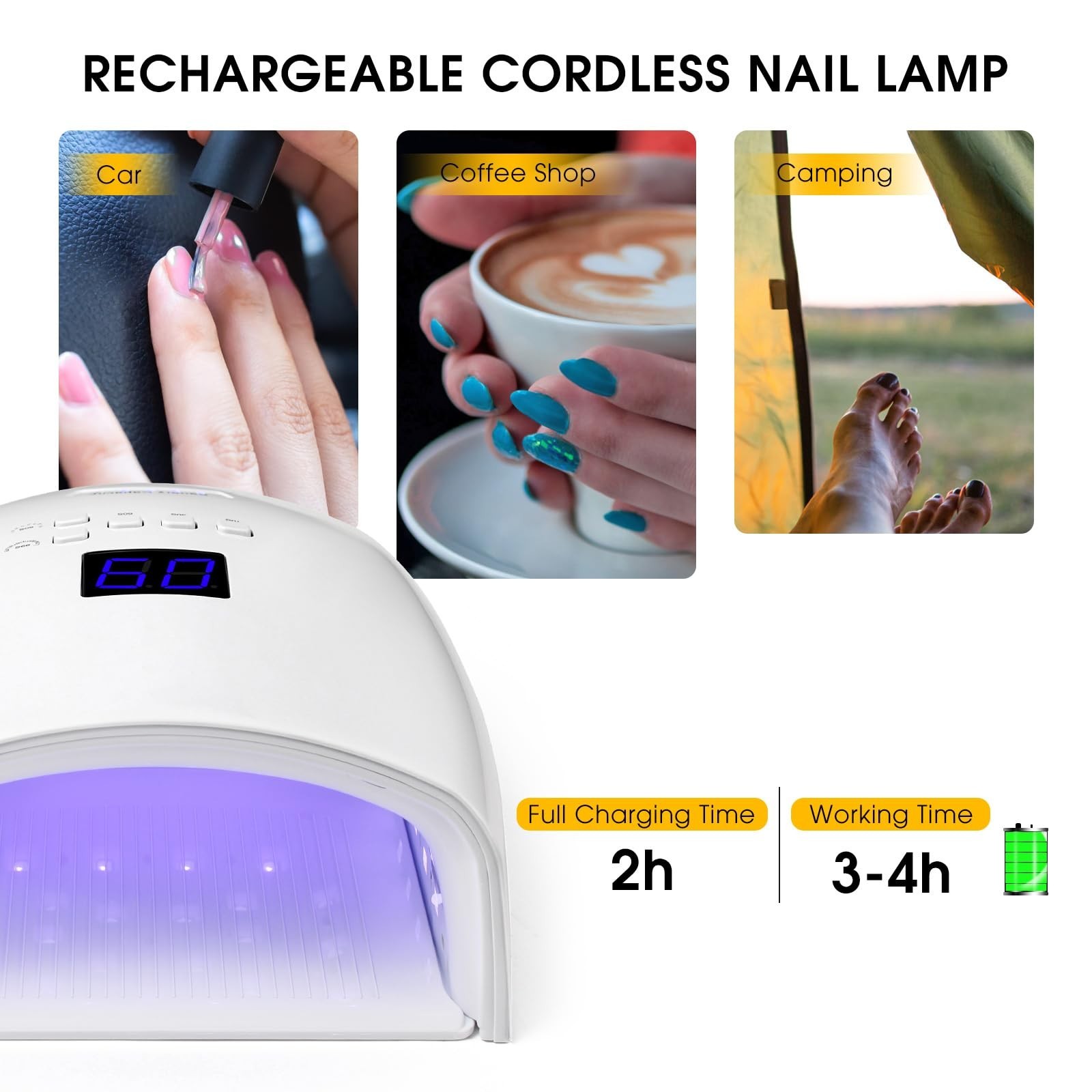 48W Rechargeable UV LED Nail Lamp Faster Wireless Nail Dryer Gel Po… Fast Ship