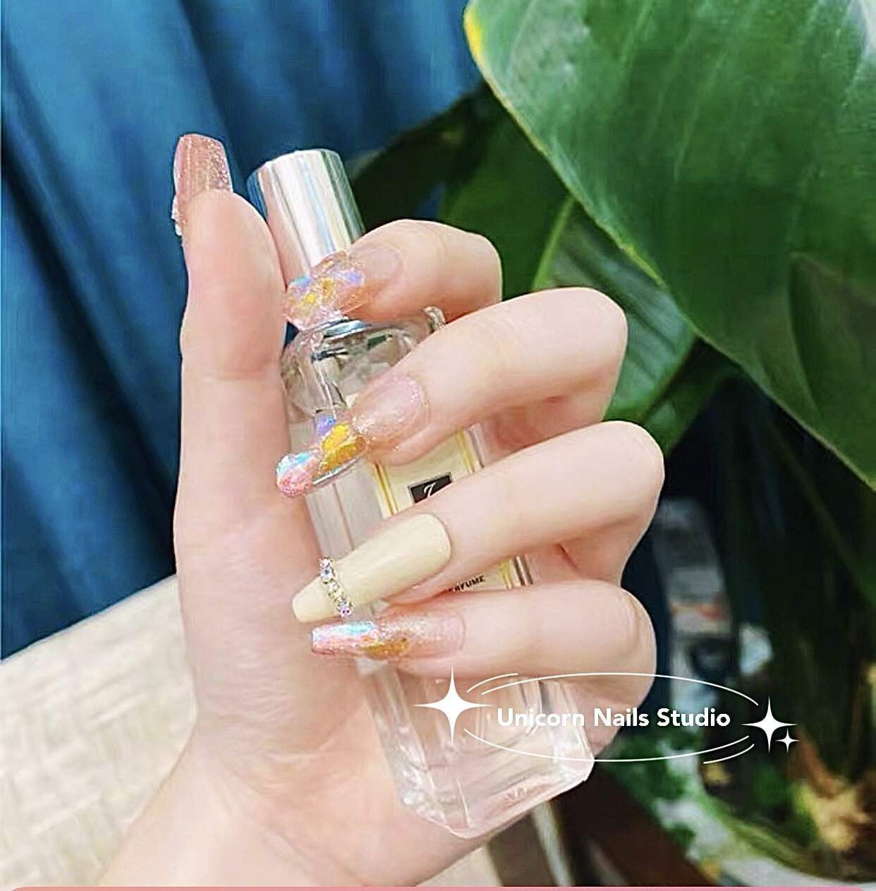 Pretty shiny｜Colorfully｜Milky Crystal | Long Coffin Nails | Press on Nail