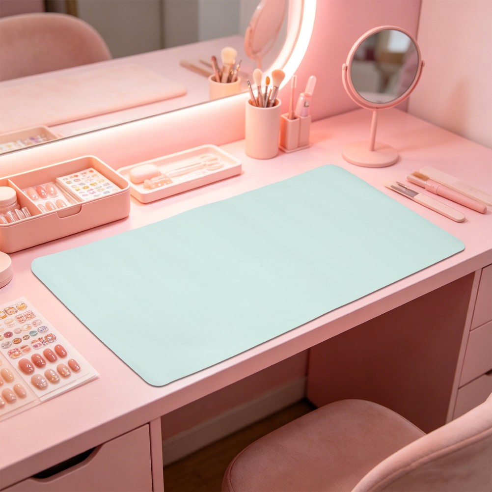 Professional Nail Table Mat, 31.5×15.75″ Foldable Manicure Desk Pad for Salon