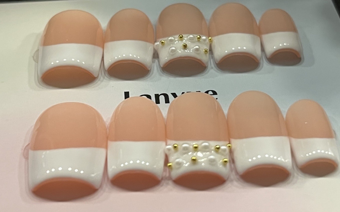French Tip Acrylic Press-On Nails, Square, Size Large. ✨SEE DESCRIPTION✨