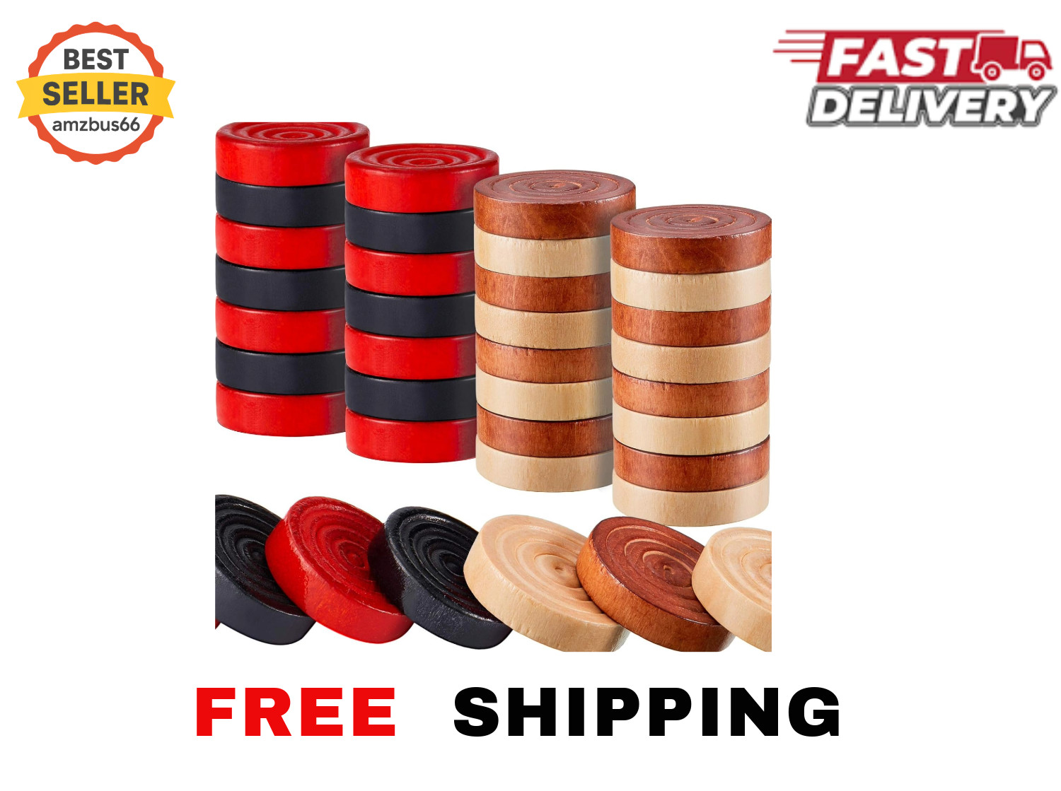 48 Pieces Wooden Checkers 1.06 Inch with Stackable…