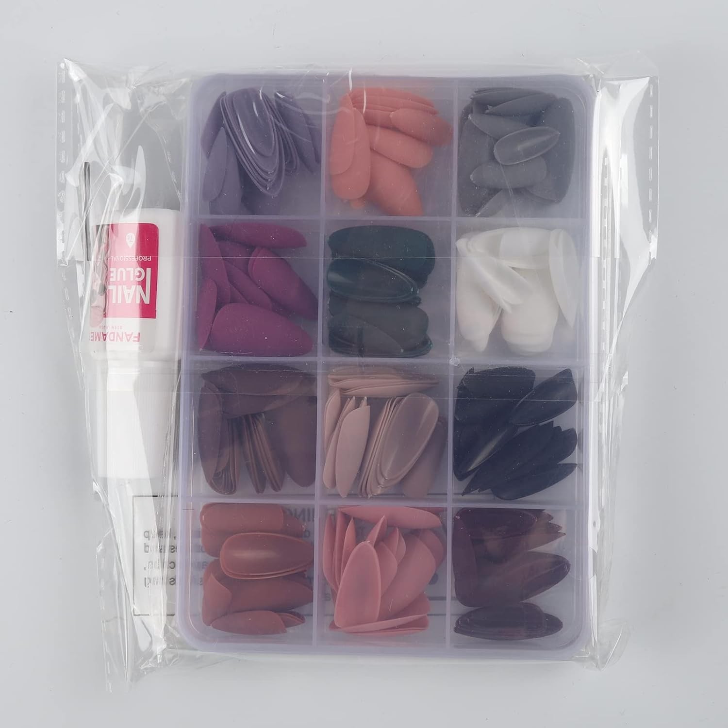 288PCS Matte Press On Nails, Medium Almond Full Cover Fake Nails with 7g Glue