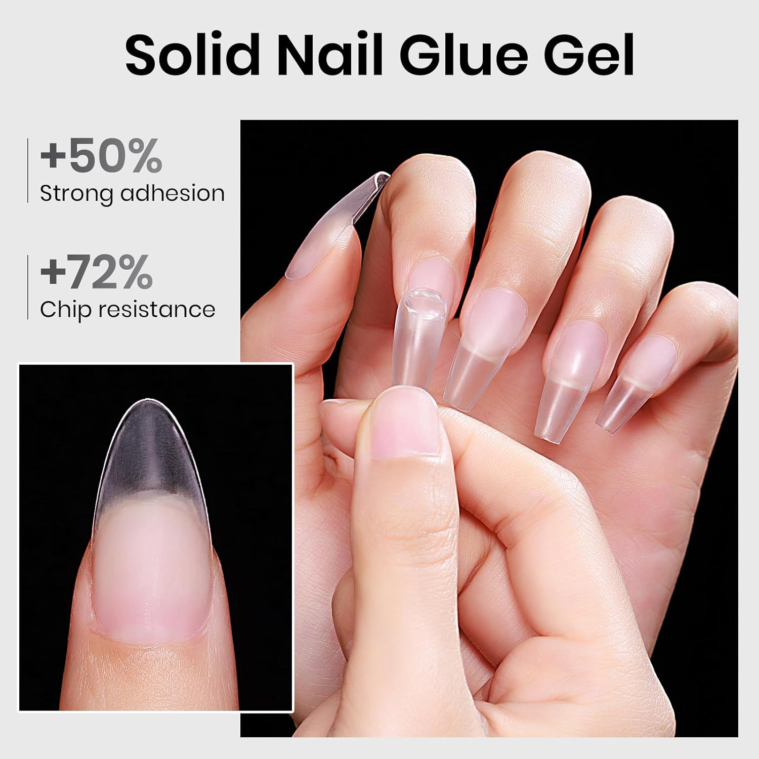 Solid Nail Glue, 18G Solid U V Gel Nail Glue Gel for Nails and Mini Light LED La