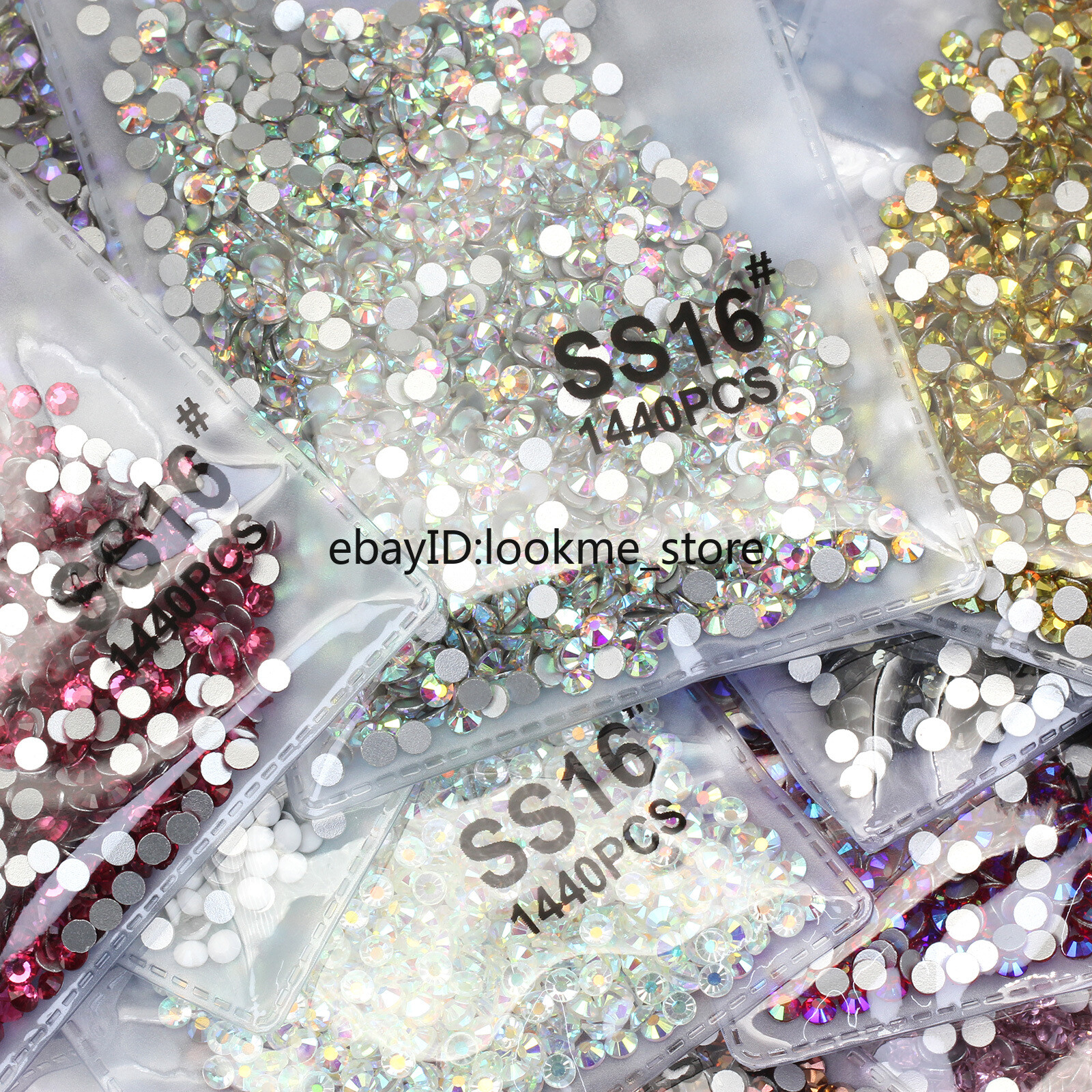 1440pcs 4mm (ss16) Crystal Glass Rhinestones Flatback Gems Nail Art Crafts Decor