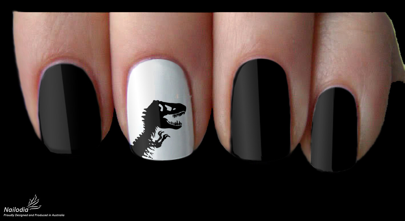 Dinosaur T-Rex Skeleton Nail Art Decal Sticker Water Transfer Slider – Jurassic