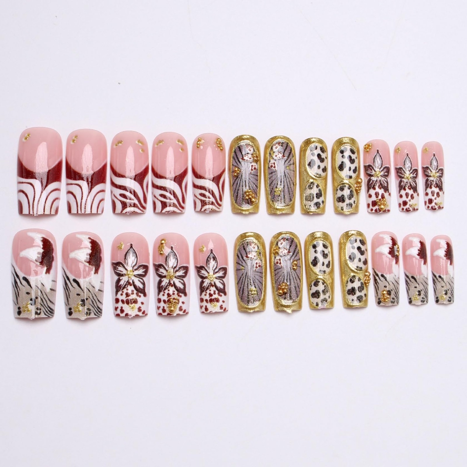 Kcjckcdd Leopard Flower Nail Set
