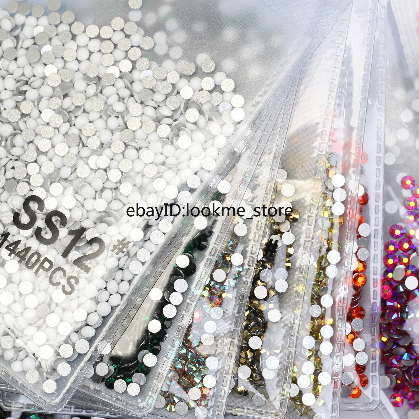 1440pcs 3mm (ss12) Crystal Glass Rhinestones Flatback Gems Nail Art Crafts Decor