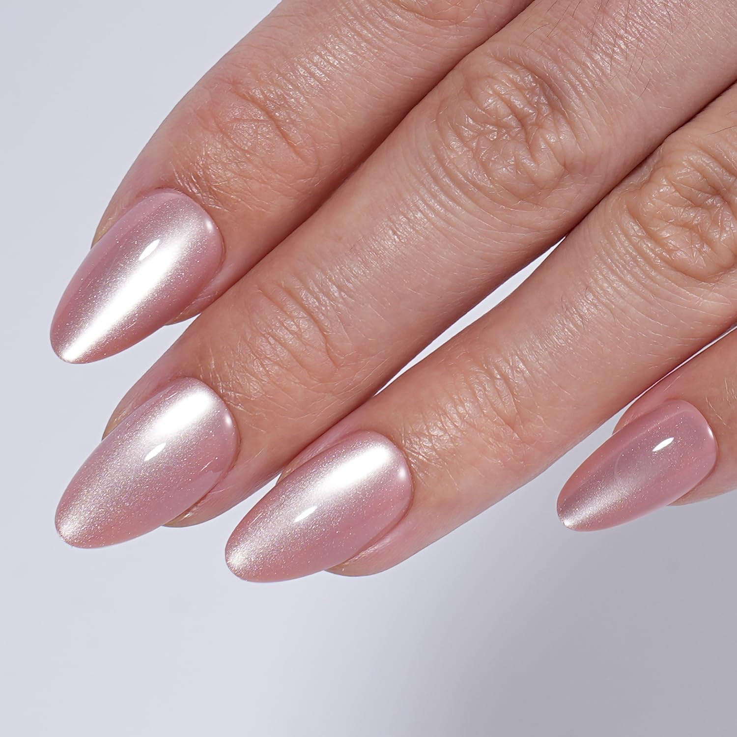 Cat Eye Press on Nails – Mauve Short Almond Fake Nails, Cateye Press on Nails Re