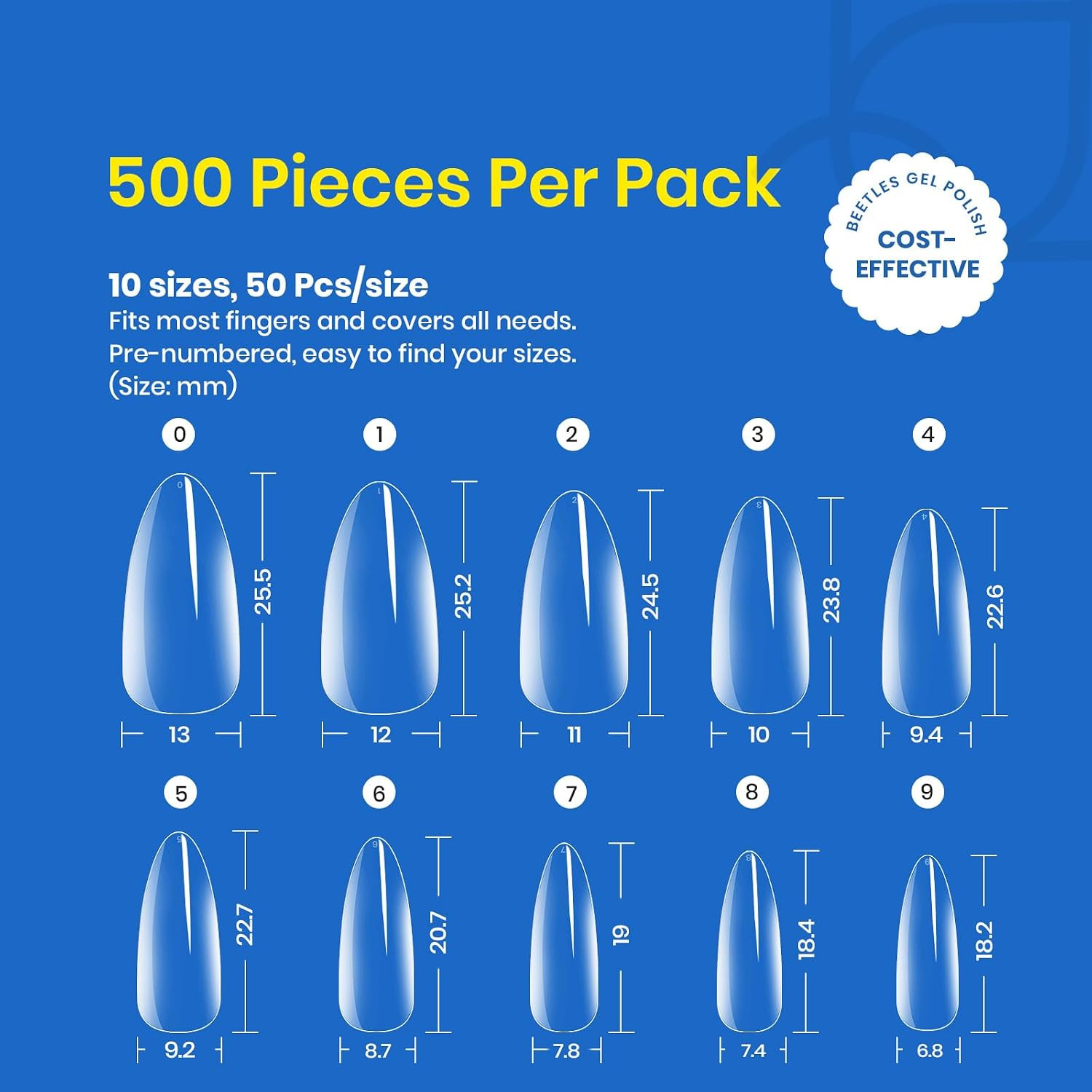 Gel Nail Tips Almond Medium Shape Nails 500Pcs Pre Shaped | Soft Nail Tips Clear