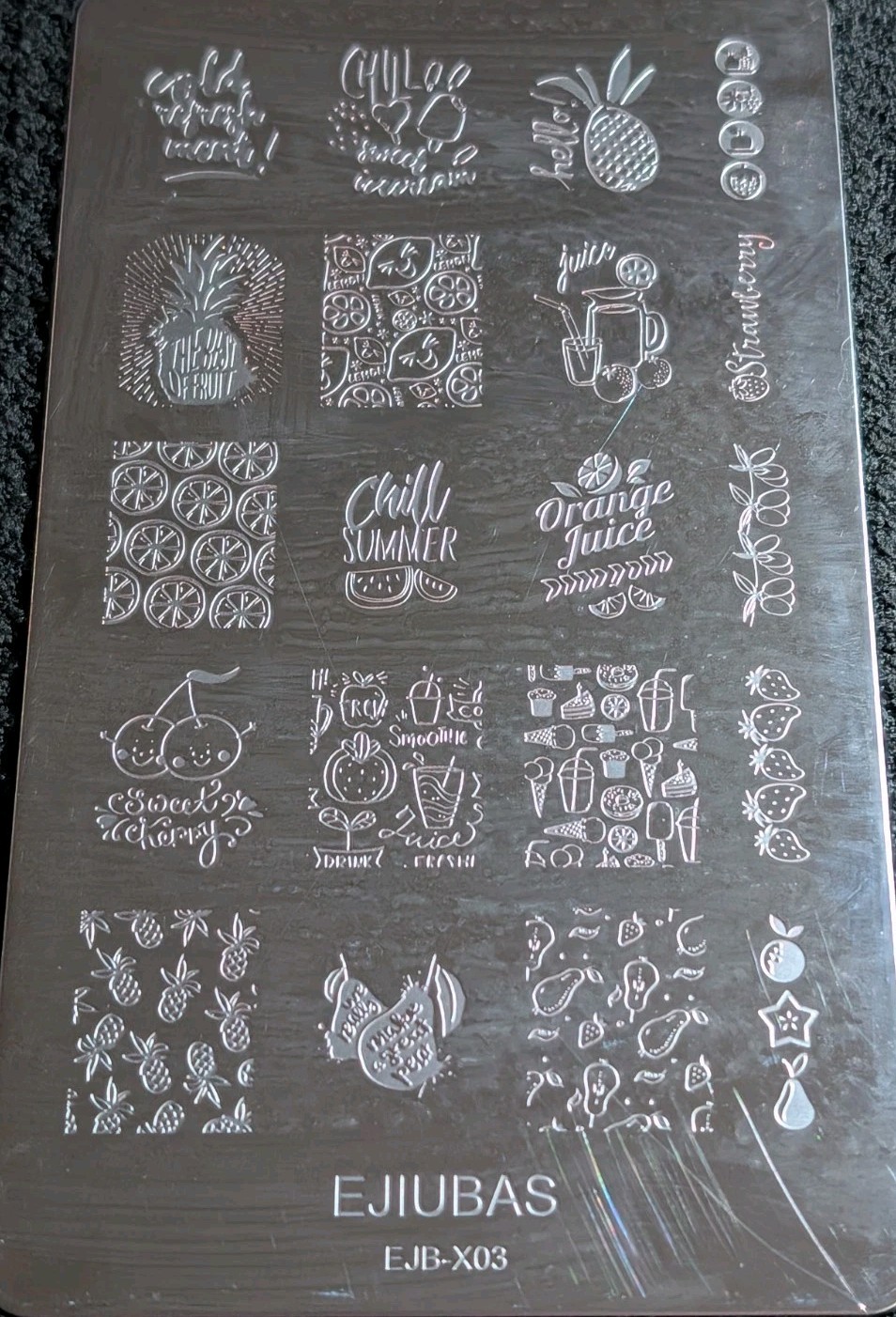 Nail Stamping Plates Lot 2 Double Sided EJIUBAS EJB-X01 EJB-X03 Floral Fruit