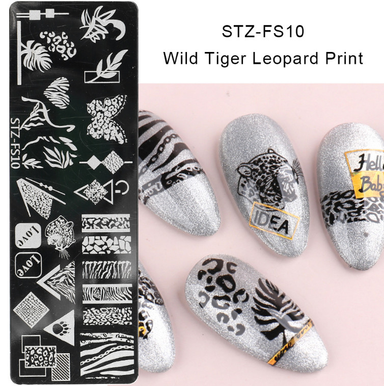 Leopard Bow Lace Snake Flowers Nail Art Stamping Manicure Template Image Plate
