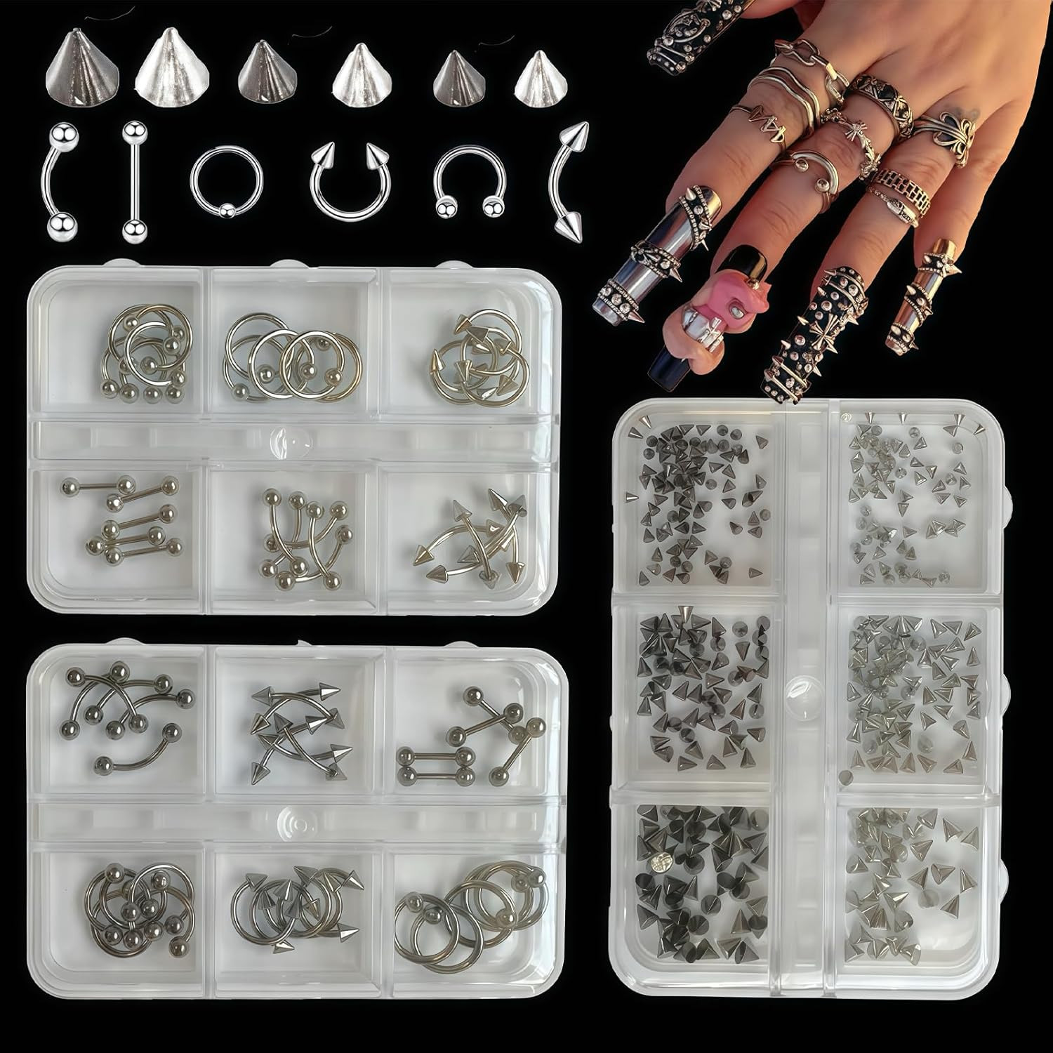 24 Pcs 3D Luxury Gold Nail Charms and Gems with Bows for Nail Art Decoration