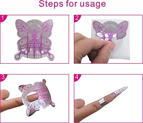 200Pcs Nail Form Extension Sticker Pruple Bufferfly Shape Nail Art Guide Form…