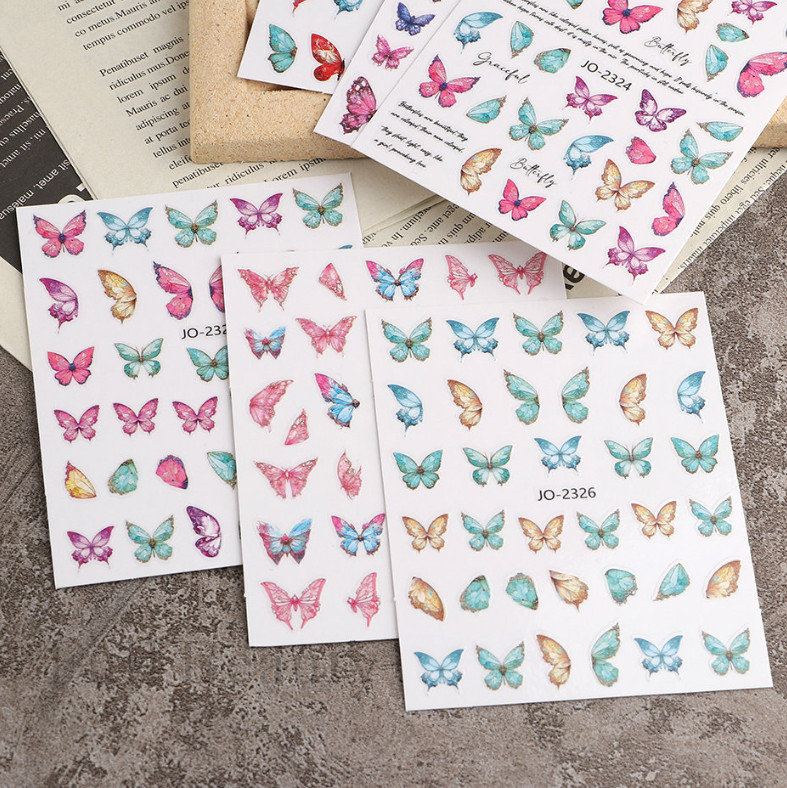 3D Nail Art Stickers Decor Colorful Butterfly Nail Decals Self-Adhesive NS49