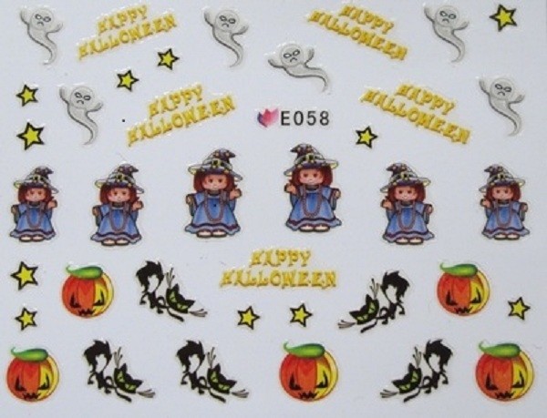 Halloween 3D Nail Art Stickers Pumpkins Ghosts Bats Cats Skulls Cross Bones etc