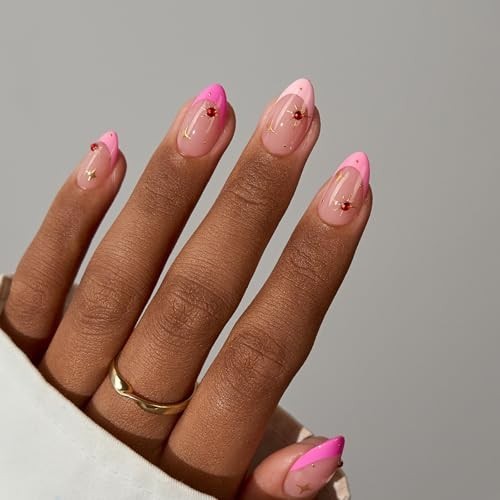 160ct Pink French Tip Press On Nails Short Almond Soft Gel