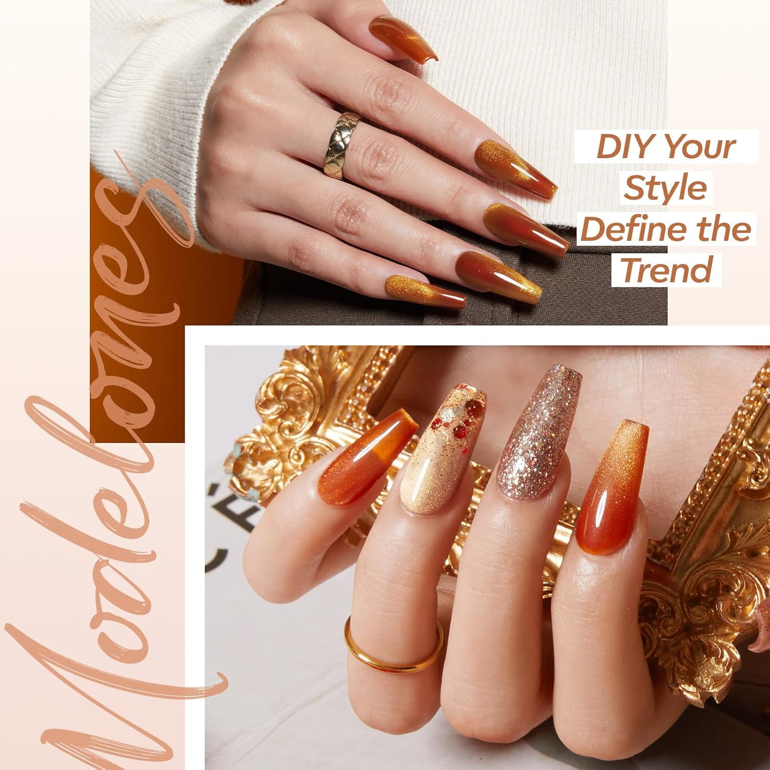Gel Nail Kit, Fake Nails Long Coffin, 9-In-One Glue Prep Dehydrator & Portable M