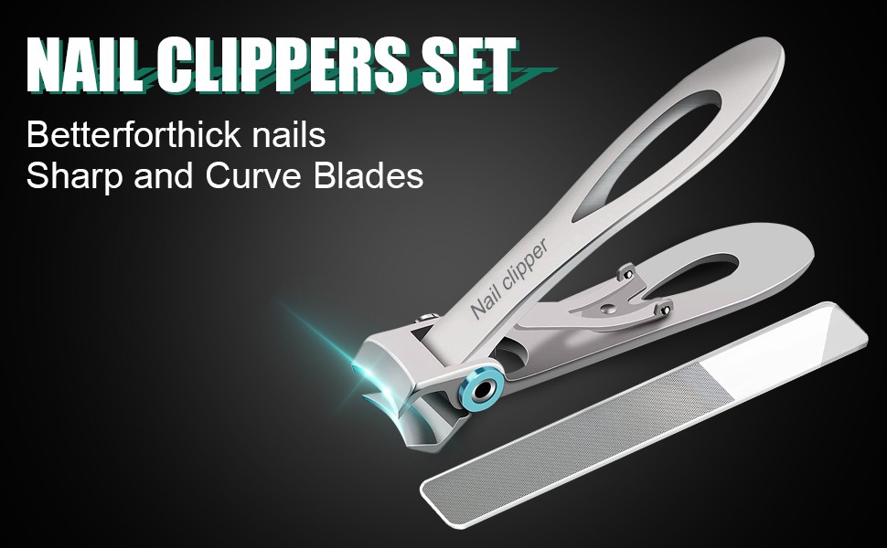Nail Clippers Ultra Wide Jaw Opening Fingernail and Toenail Clippers Set for