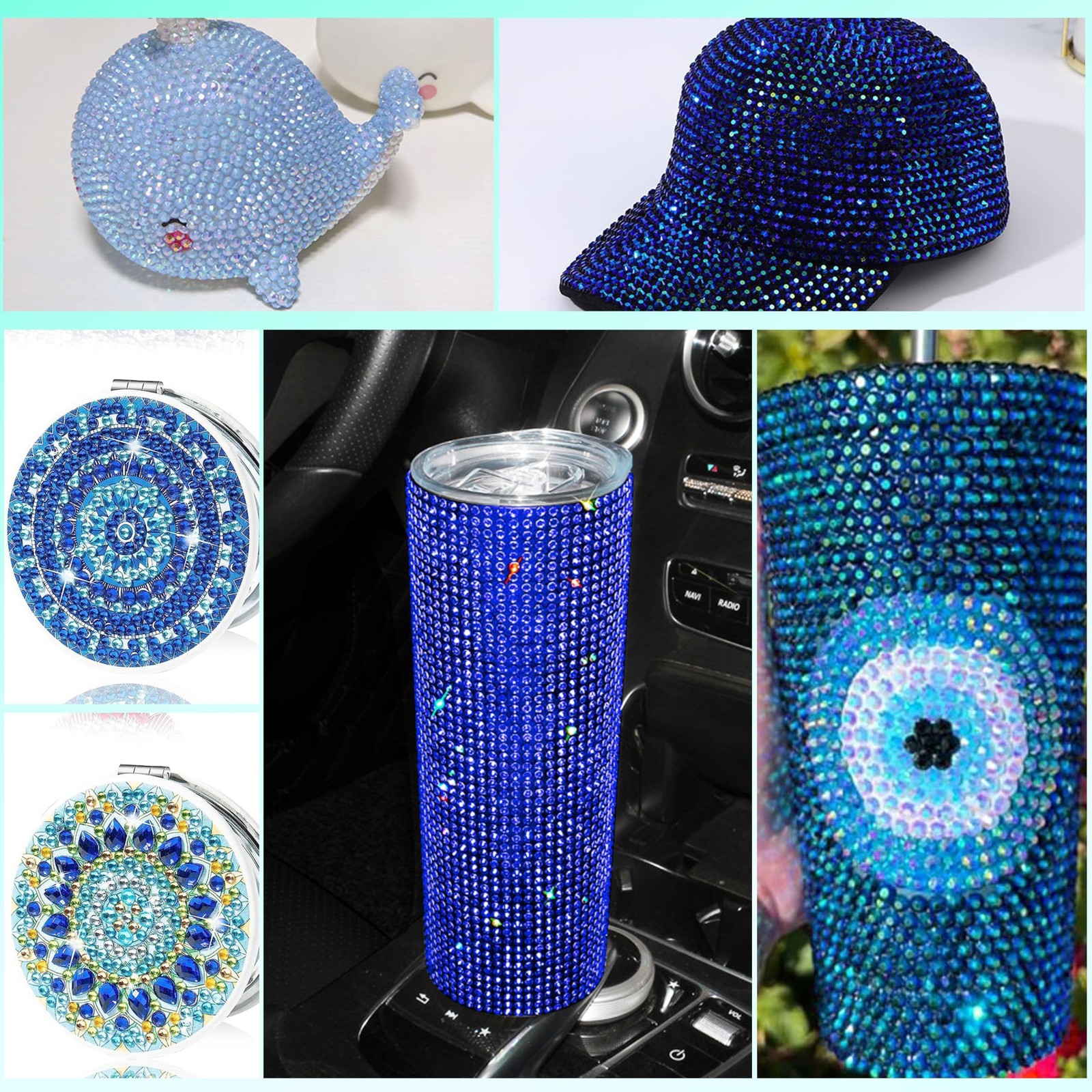 22000 Pcs Blue Flatback Pearls and Rhinestones Bedazzling Kit, Resin Rhinesto…