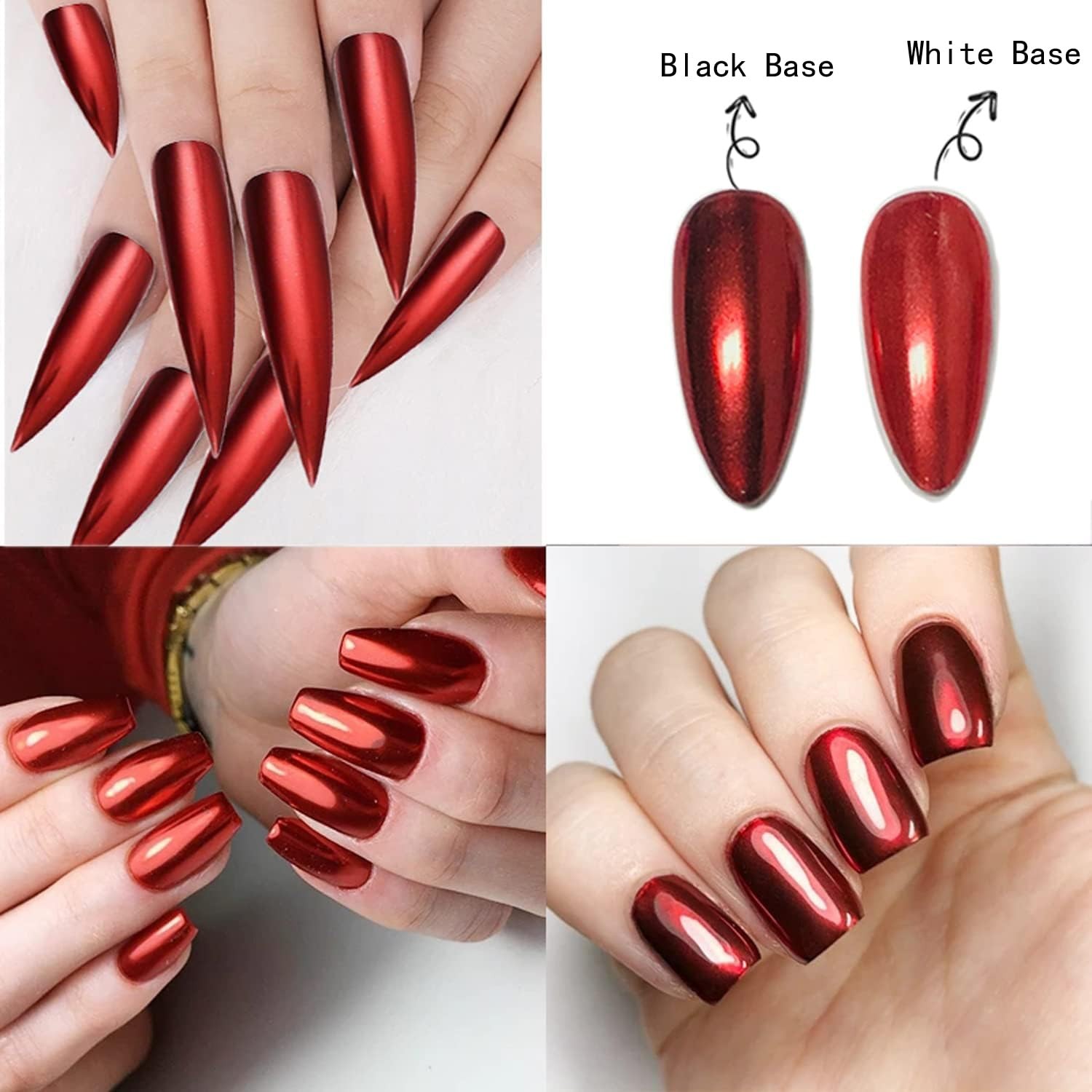 1 Box Mirror Nail Art Glitter Powder Holographic Metallic Red Chrome