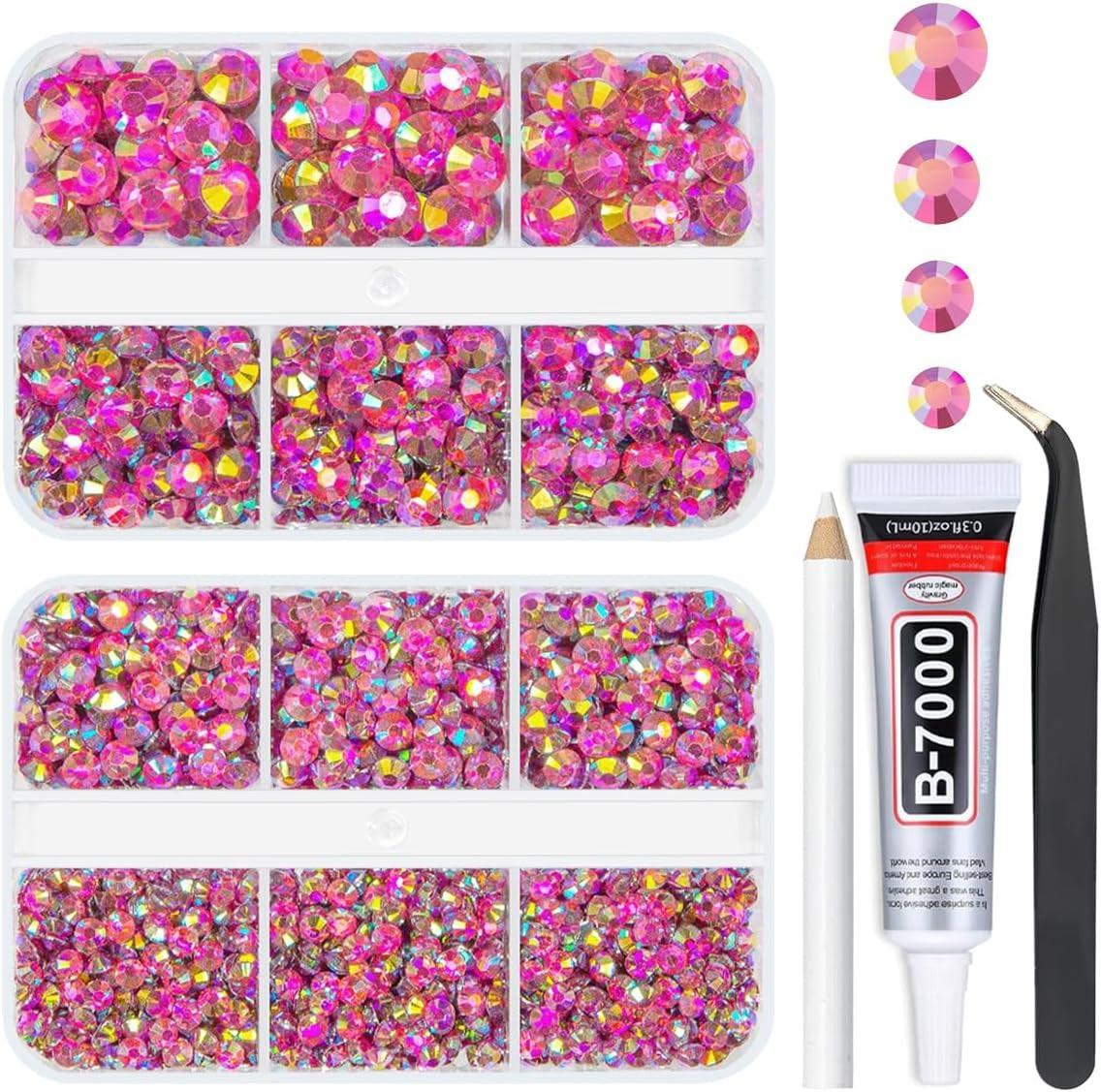 Blue Zircon AB Resin Rhinestones W B7000 Jewelry Glue for Bedazzling Crafting 3M