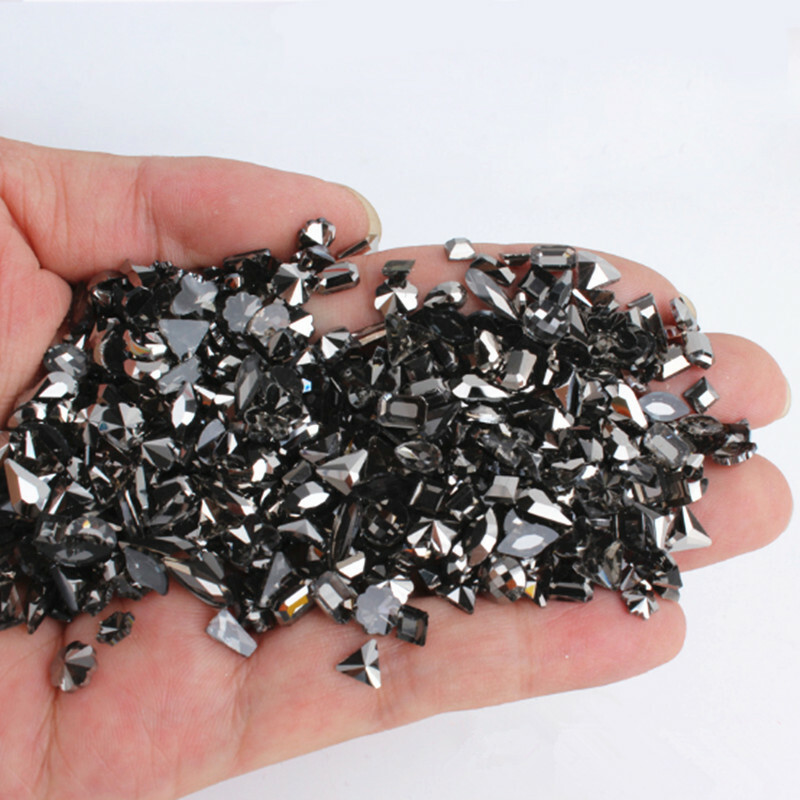 100pcs Nail Art Rhinestones Flat Back Mix Shapes 3D Decor Elongated Glass Stones