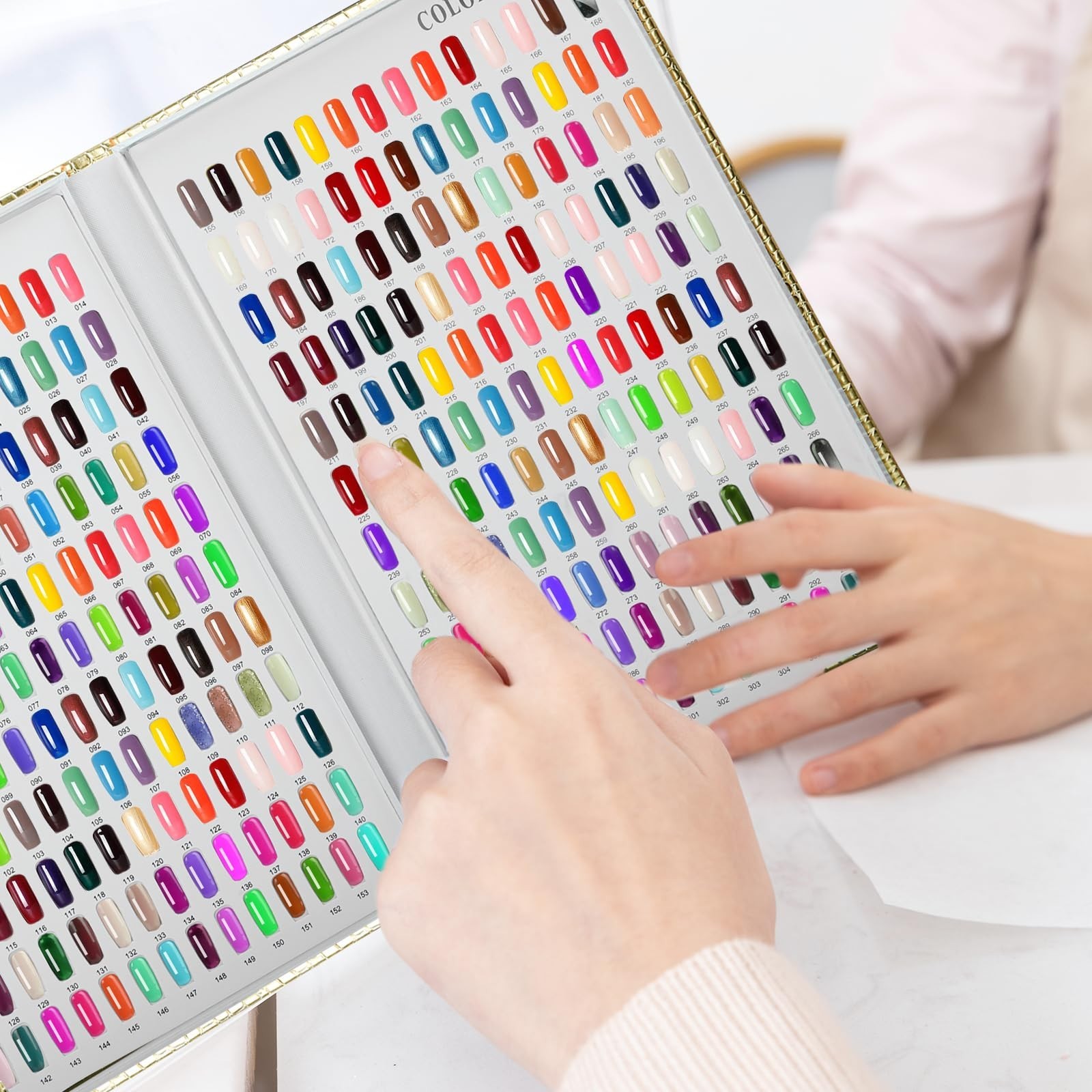 308 Colors Nail Swatches Book with 360 Tips & Number Labels – Gel Polish Color C