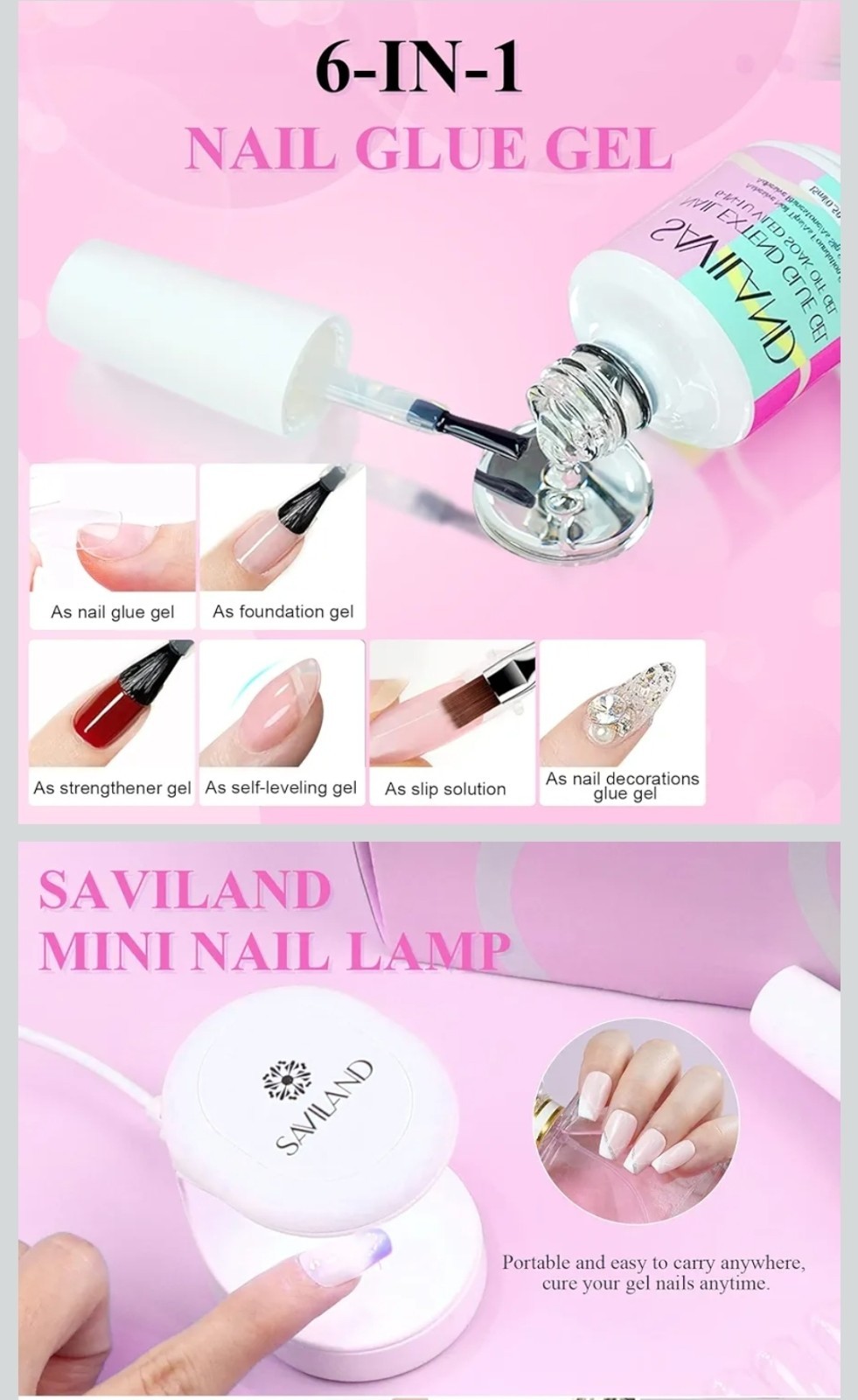 SAVILAND Nail Kit 500 Pcs Nail Tips Pre-Shaped Clear Short Damaged Box
