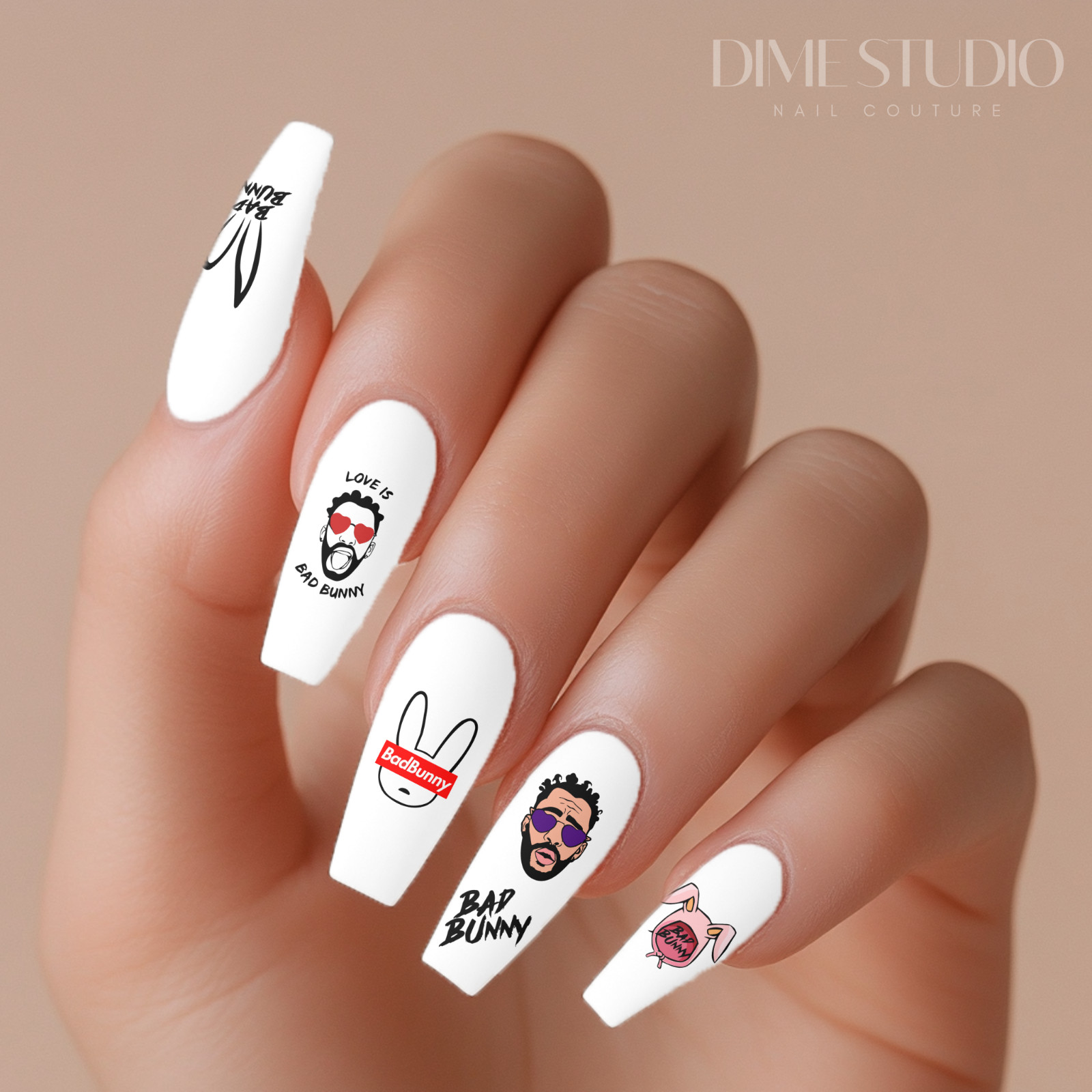 Bad Bunny Benny Benito Nail Decals Clear Water Transfer Overlay MC-1006