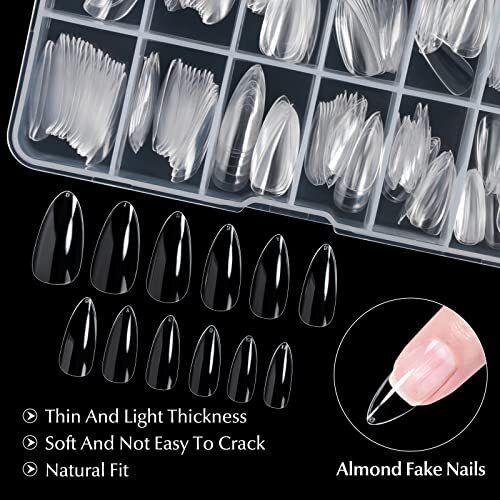 Short Almond Nails Tips 240Pcs Soft Gel Clear Nail Tips No Crease 240 Almond