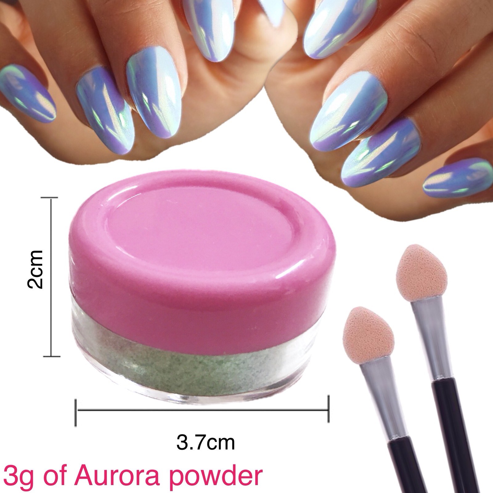 Aurora Unicorn Nail Powder 10ml Large Pot Rainbow Chrome Pigment Nails Salon UK