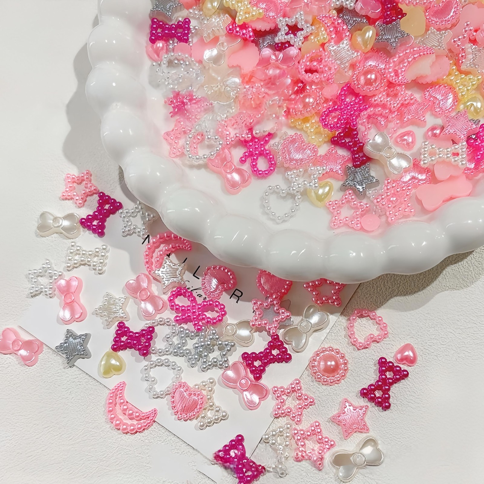 360Pcs Mixed 3D Nail Charms Kit Flatback Mix Styles Heart Star Bow Nail Rhine…