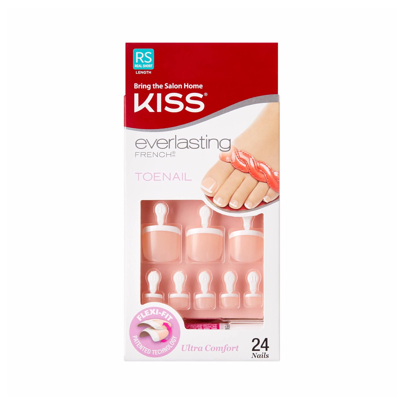 KISS Everlasting, Press On Toenails, Nail Glue Included, ‘Limitless’, Beige,